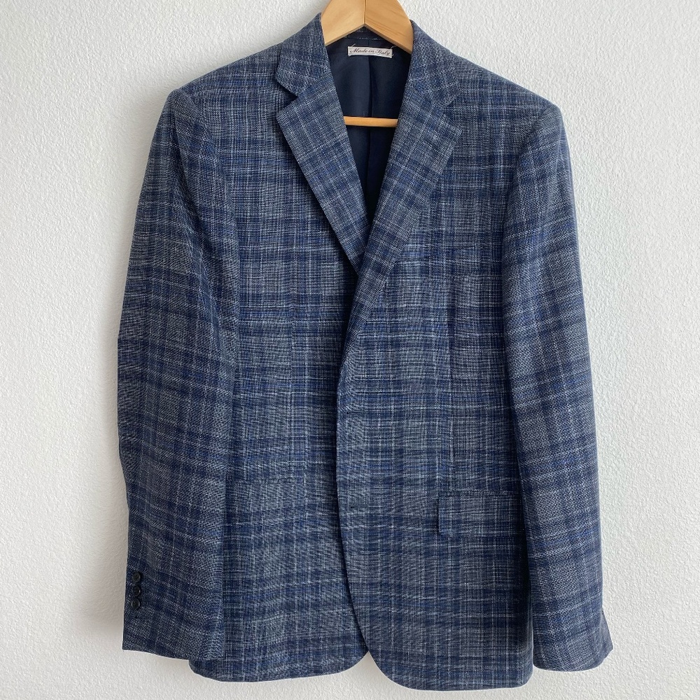 Belvest Men's Italian Tailored Wool, Silk Suit Blazer - 40R